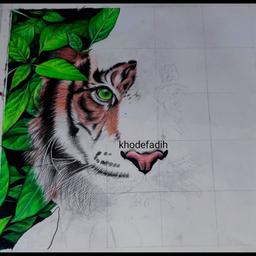 نقاشی |فاطمه نوری پور|مدادرنگی|حرفه ای|حیوان|ببر|نقاشی ببر |آموزش | طراحی