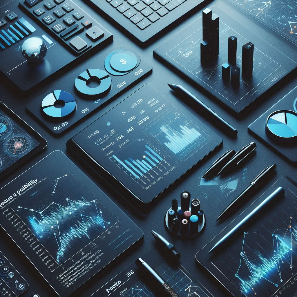 charts and probibility, about numbers and posts. make it modern and dark theme