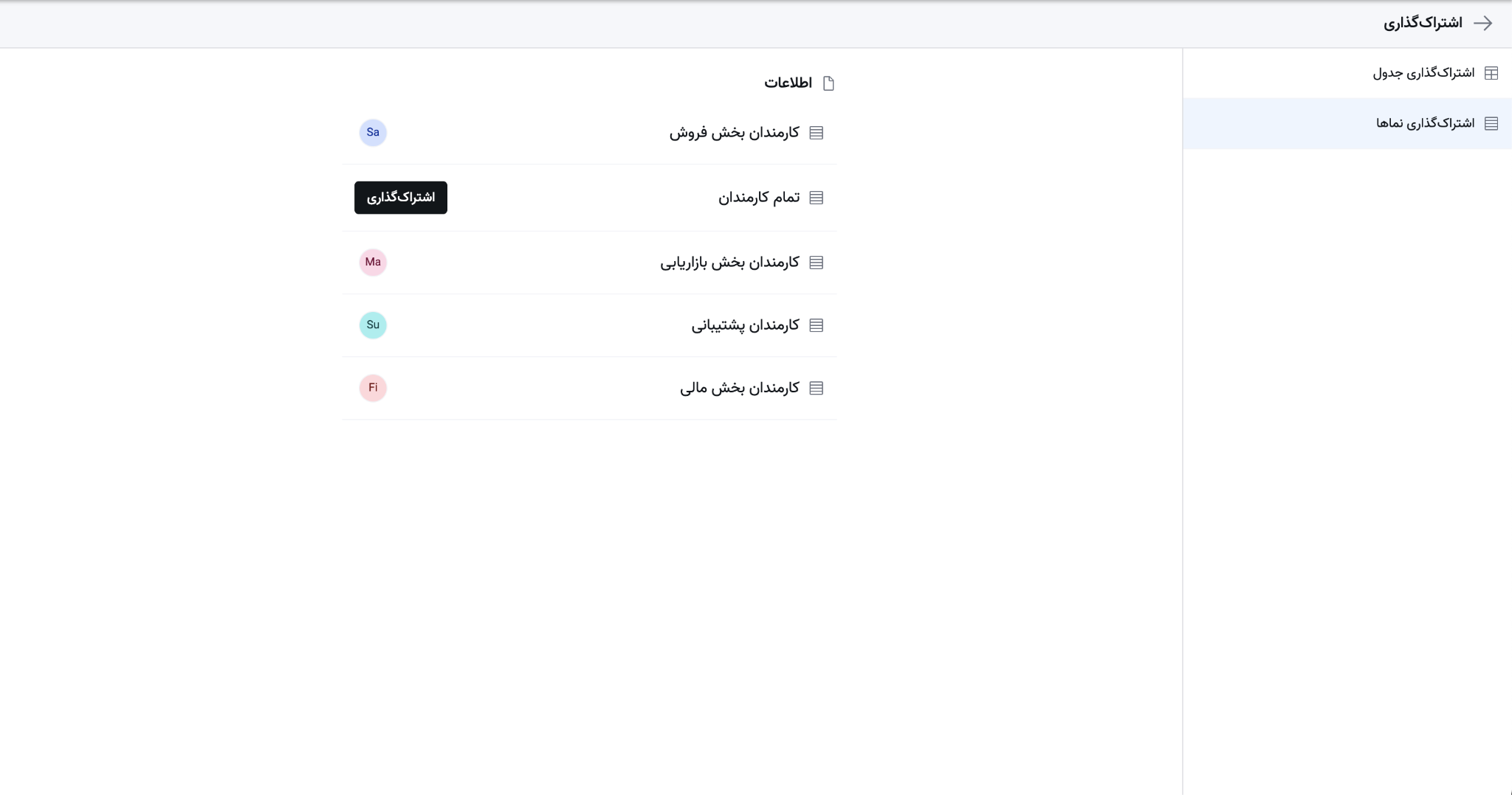 دستهبندی دادهها در نماهای مختلف و اشتراکگذاری نماها