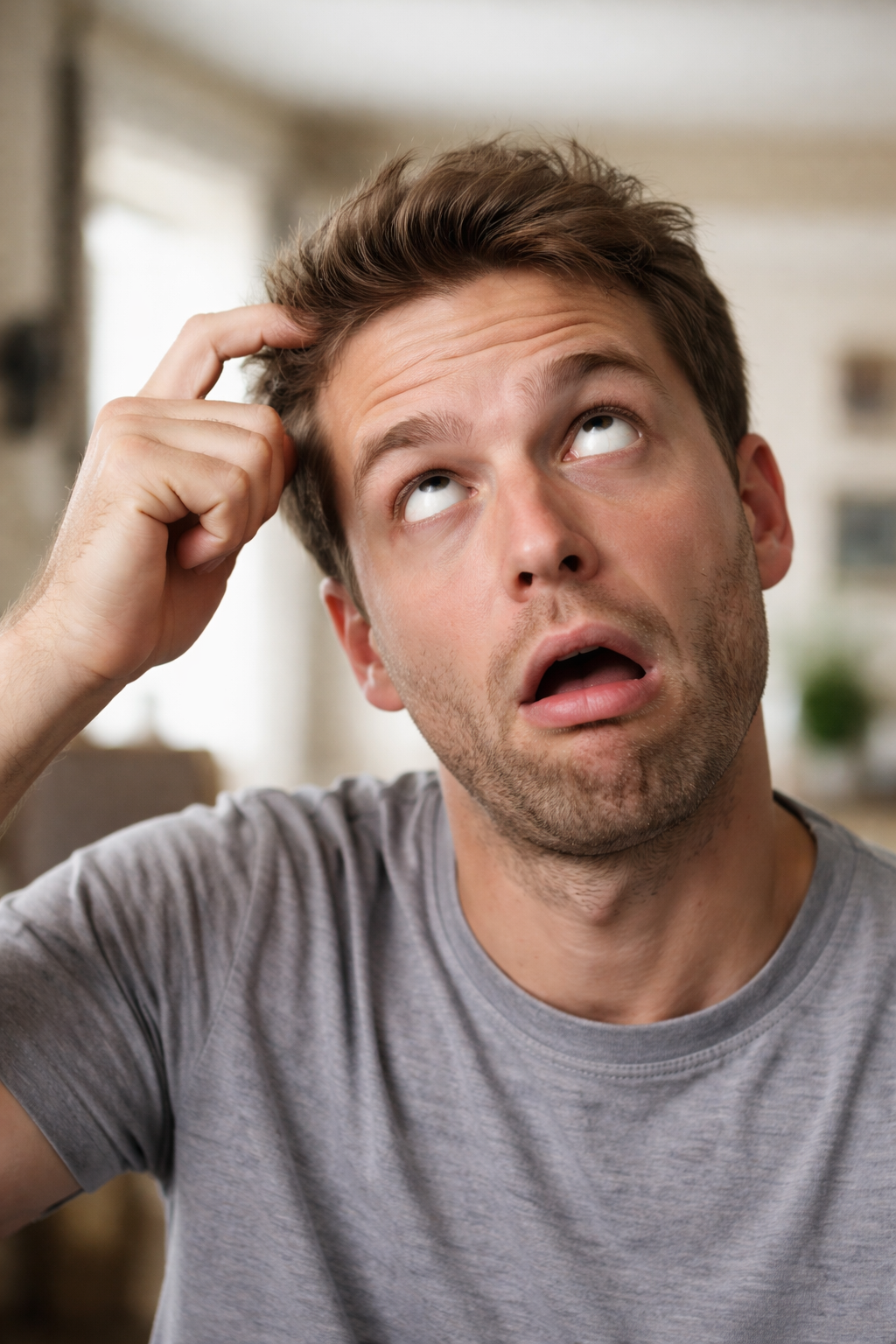 عکس با هوش مصنوعی تولید شده. با پرامپت شخصی که با قیافه احمقانه ای در حال فکر کردن است!