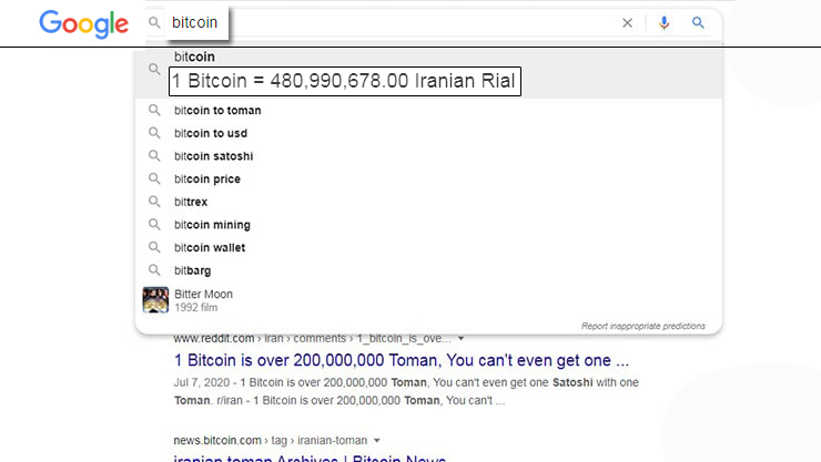 جستجوی bitcoin در گوگل