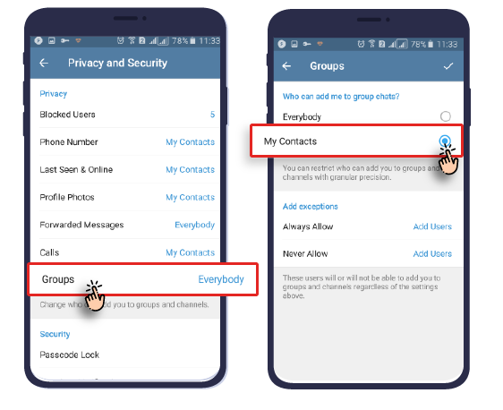روش اد کردن کانتکت ها در کانال یا گروه های تلگرام