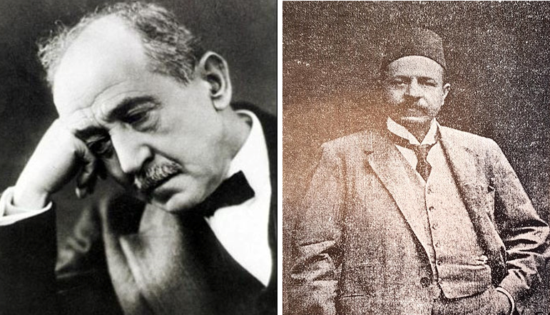 اسماعیل صبری پاشا (سمت راست) و احمد شوقی