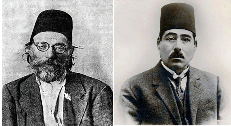 جمیل صدقی الزهاوی (سمت چپ) و معروف الرصافی