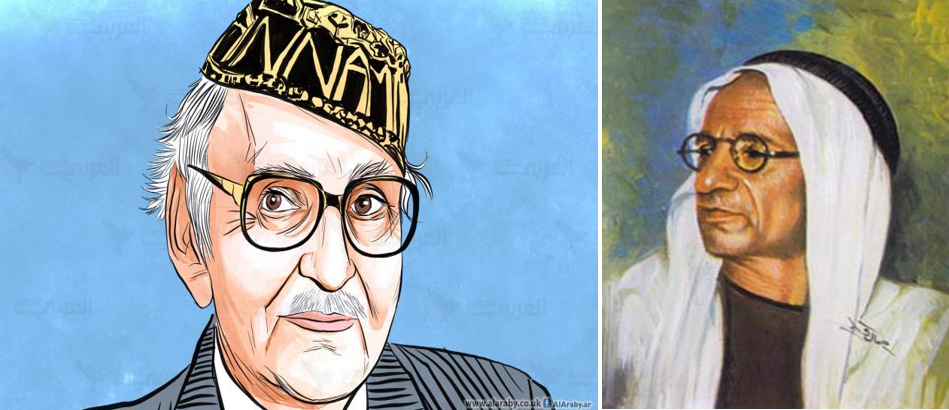 احمد صافی النجفی (سمت راست) و محمدمهدی الجواهری