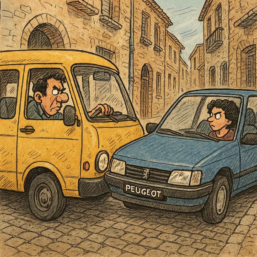 ماشین‌ها را شاخ به شاخ در نظر بگیرید و فضا را هم کوچه‌ای قدیمی و آسفالتی در شهر یزد.