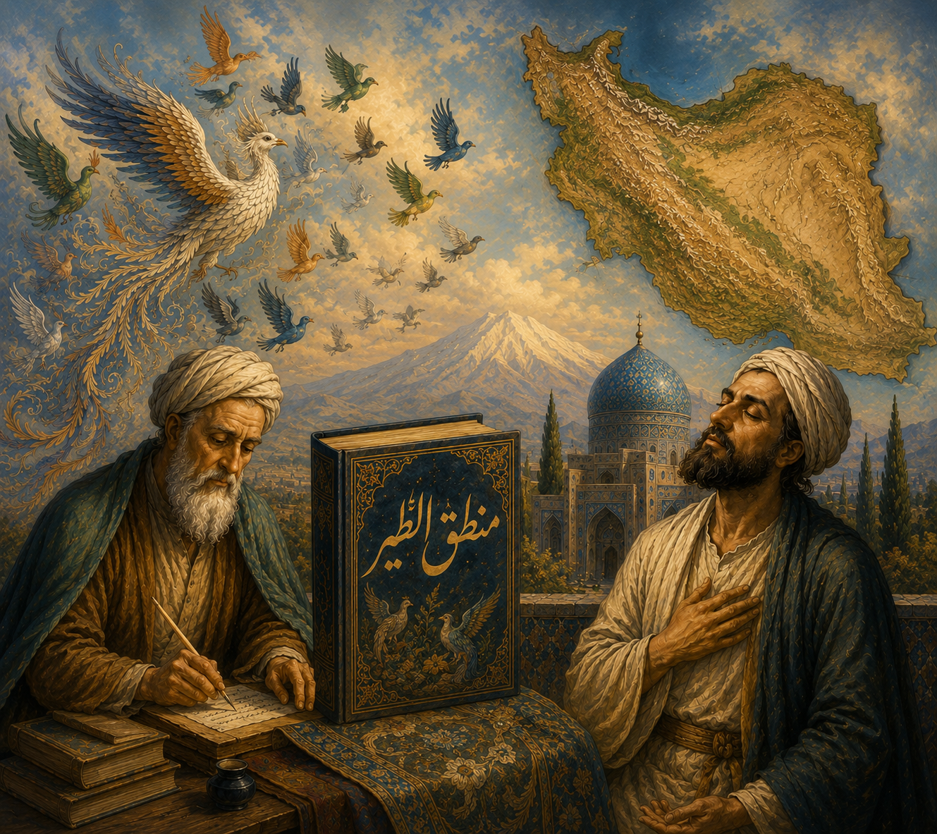 منطقالطیر عطار آیینه احوال ماست/گرچه سیمرغ جهان بشکسته زیر بال ماست