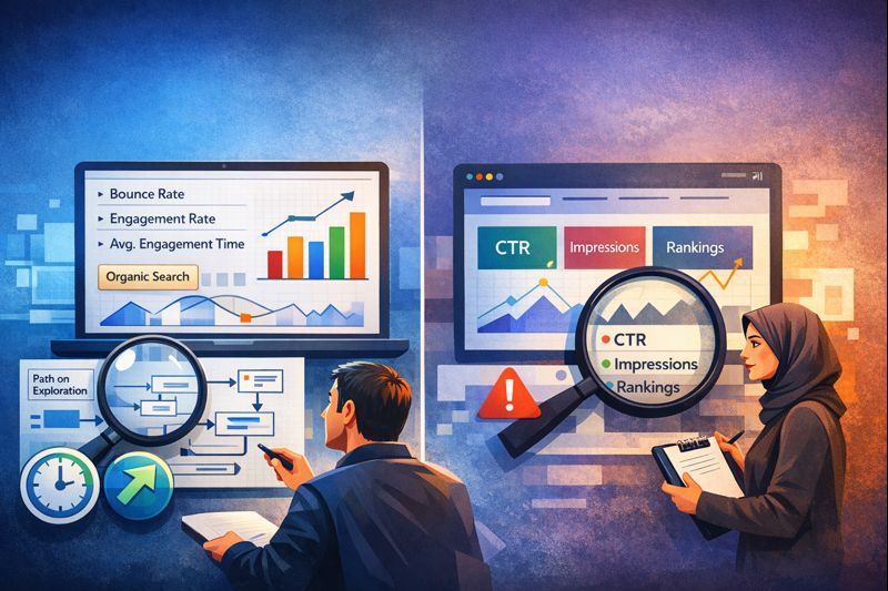 چگونه پوگو استیکینگ را ارزیابی کنیم؟ روش‌های عملی با GA4 و سرچ کنسول
