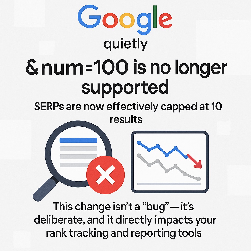 حذف پارامتر ‌num=100 در گوگل؛ تبعات فنی و اهمیت آن برا سئو
