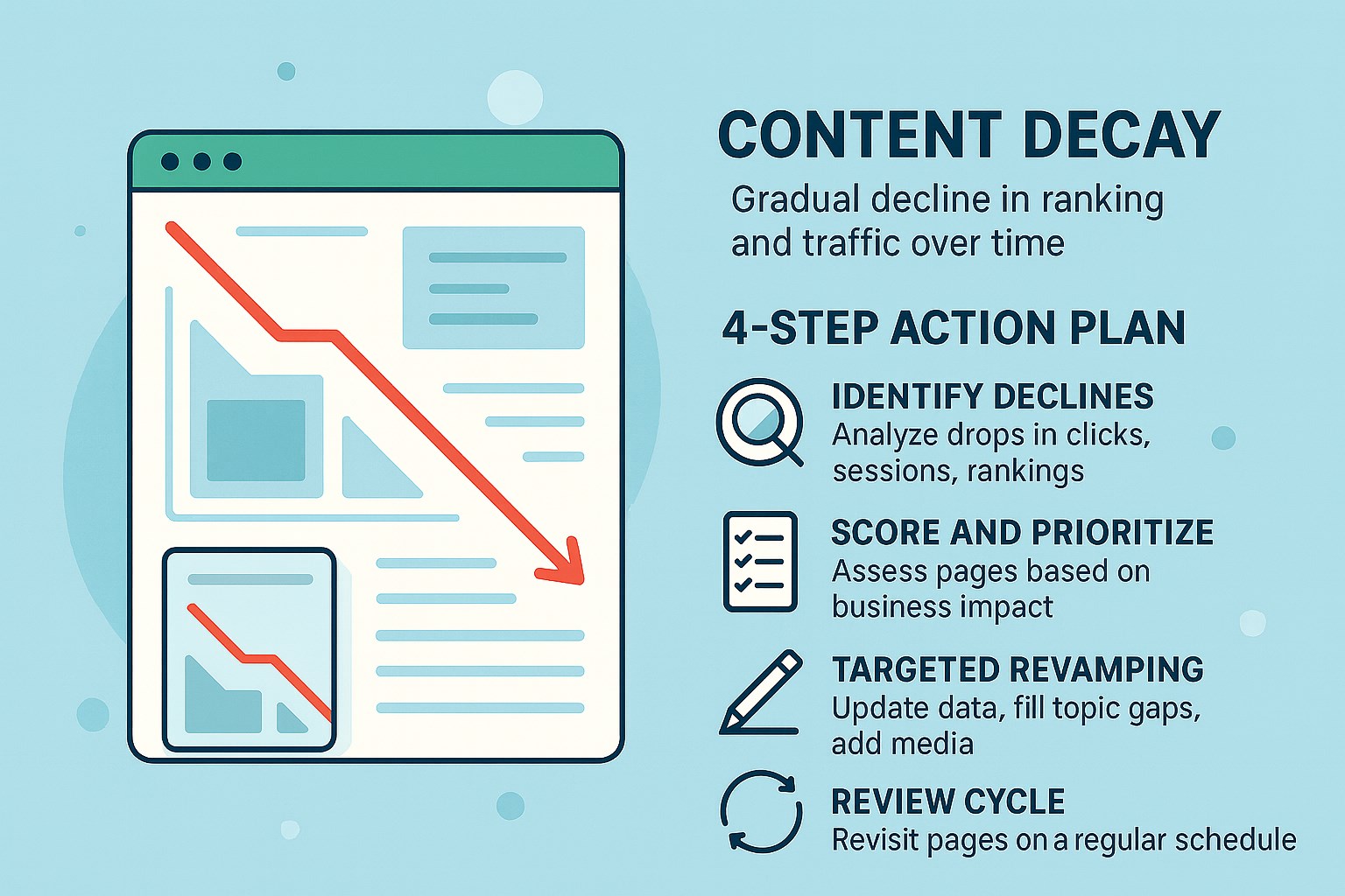 Content Decay در ۲۰۲۵؛ از تشخیص تا درمان قطعی افت محتوا
