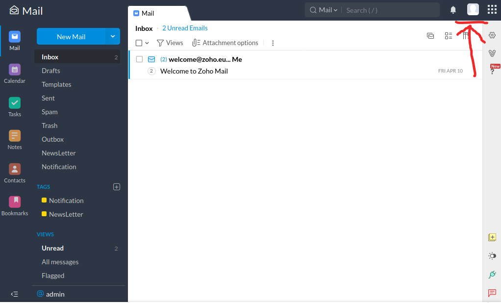 ایمیل اختصاصی شما در zoho 