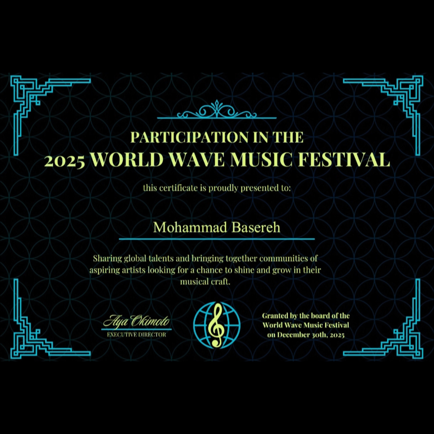 Certificate WWMF 2025 - Mohammad Basereh