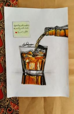 نقاشی مدادرنگی لیوان | سارا رحمتیان