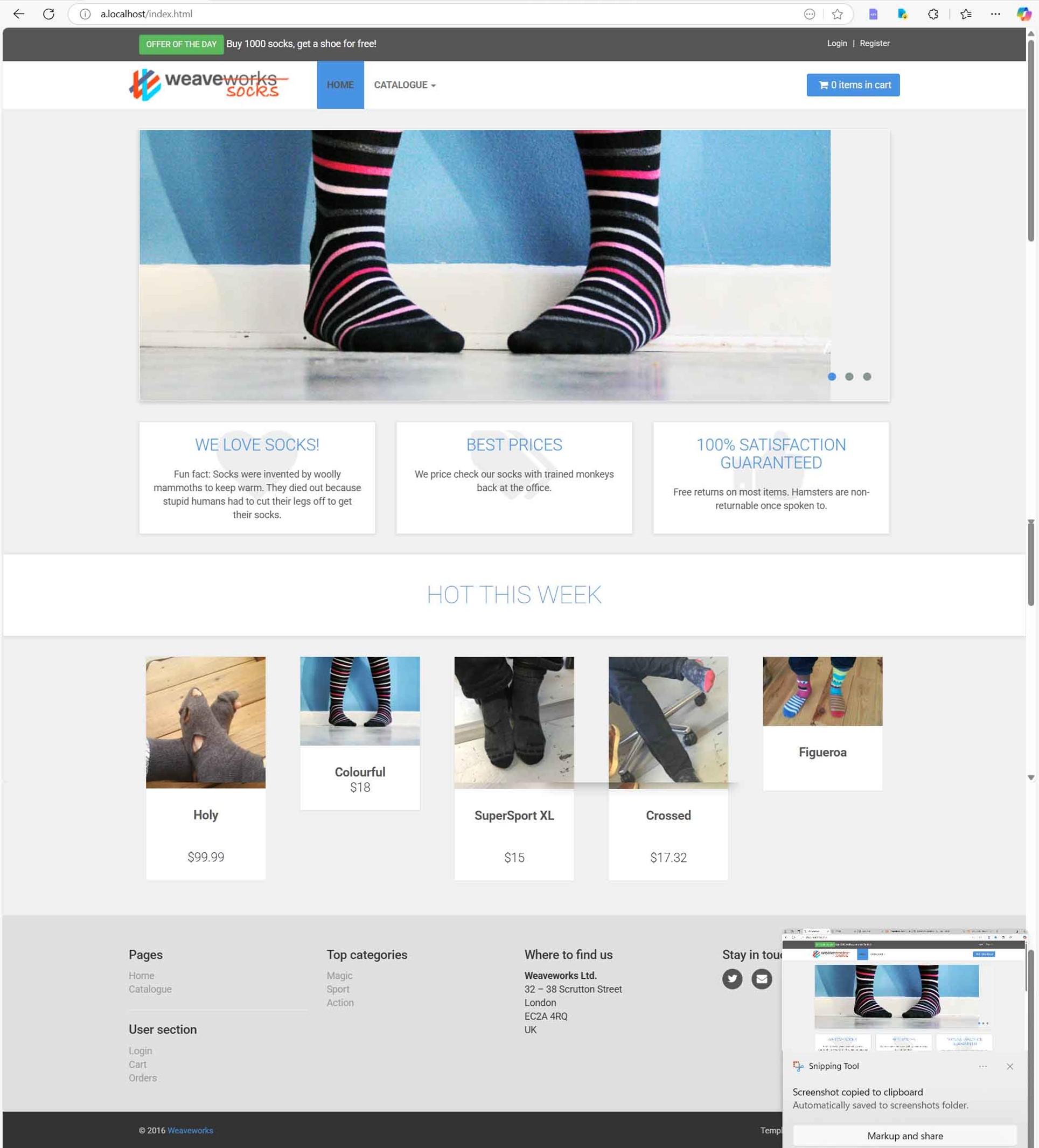 تصویری از رابط کاربری نرم افزار sockshop