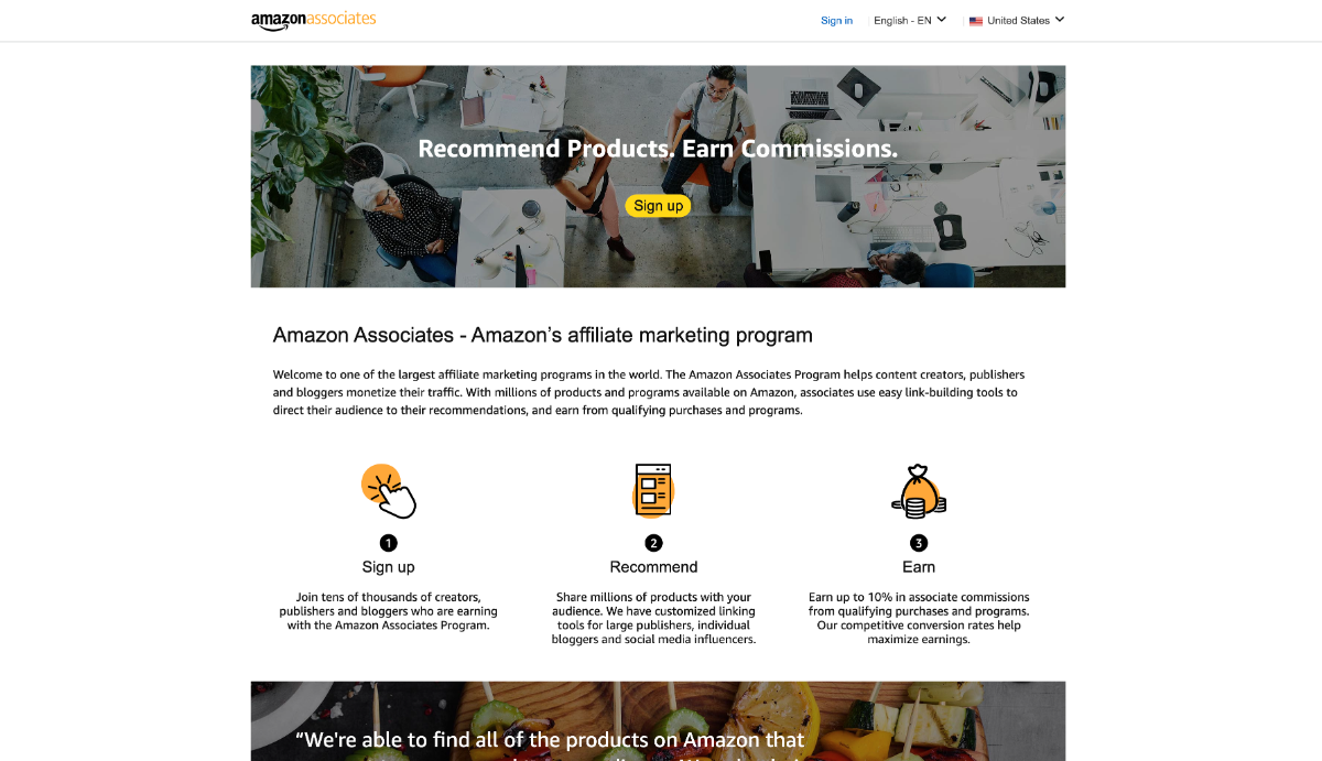 صفحه فروش کمیسیونی در آمازون (همکاری در فروش)