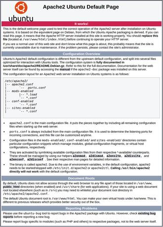 صفحه پیش فرض وب سرور آپاجی در اوبونتو