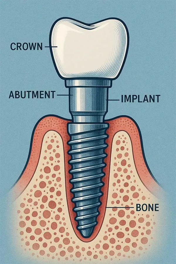 ساختار ایمپلنت در استخوان فک