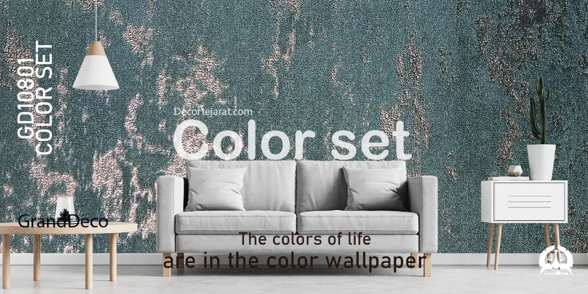 کاغذ دیواری پتینه سبز با مبلمان سفید ست میشه