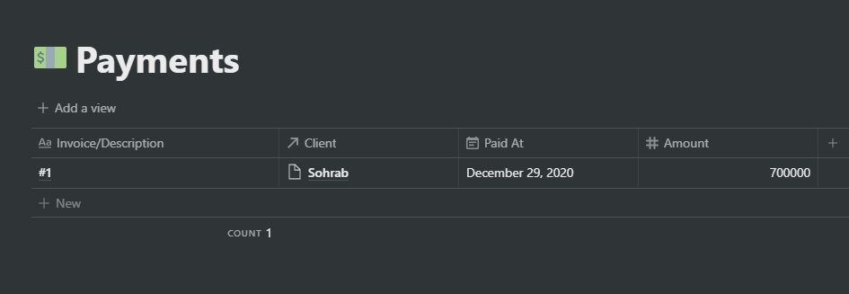 دیتابیس پرداخت ها