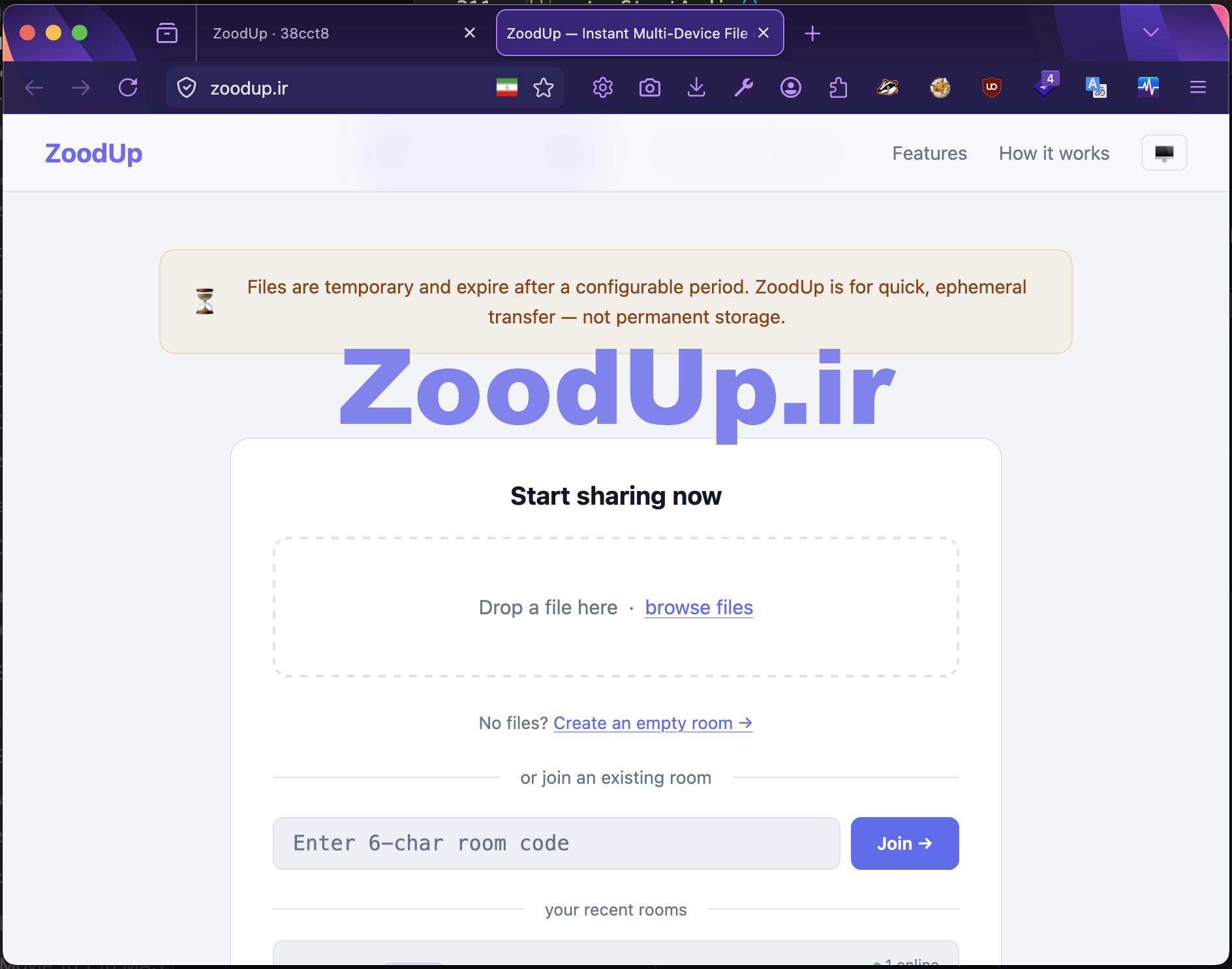 اشتراک گذاری سریع و ساده فایل و متن