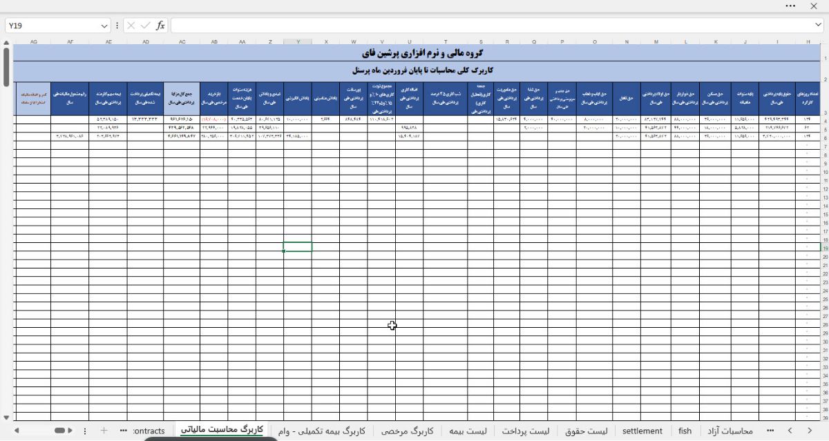 کاربرگ حسابرسی حقوق و دستمزد