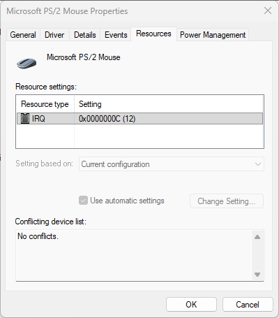 IRQ 12 هم برای ماوس