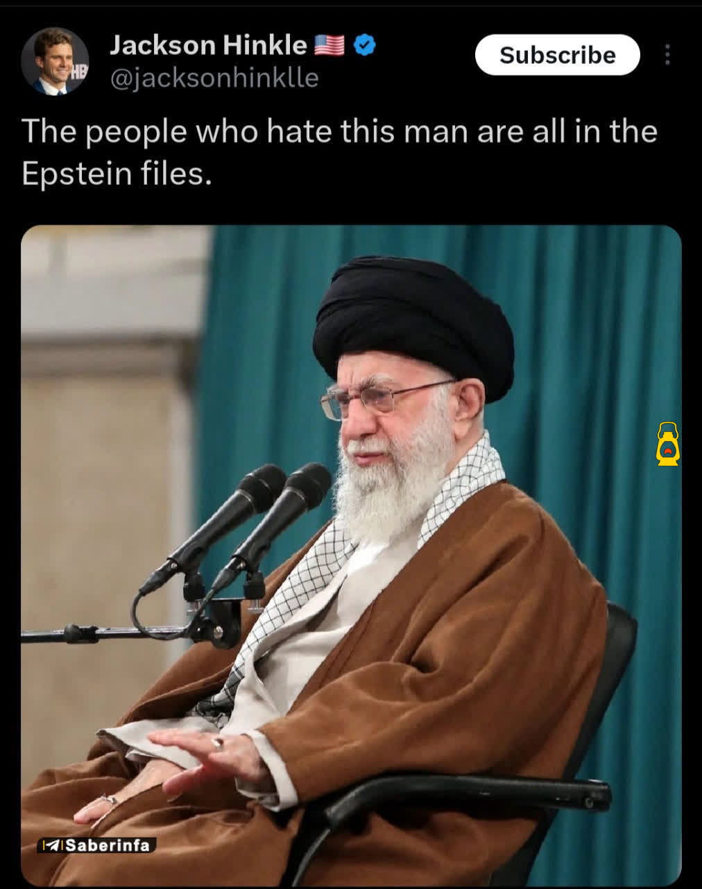 توییت جالب جکسون هینکل درباره امام خامنه ای