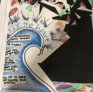 تصویر هنری رفتار درمانی دیالکتیک؛ سوار شدن بر موج