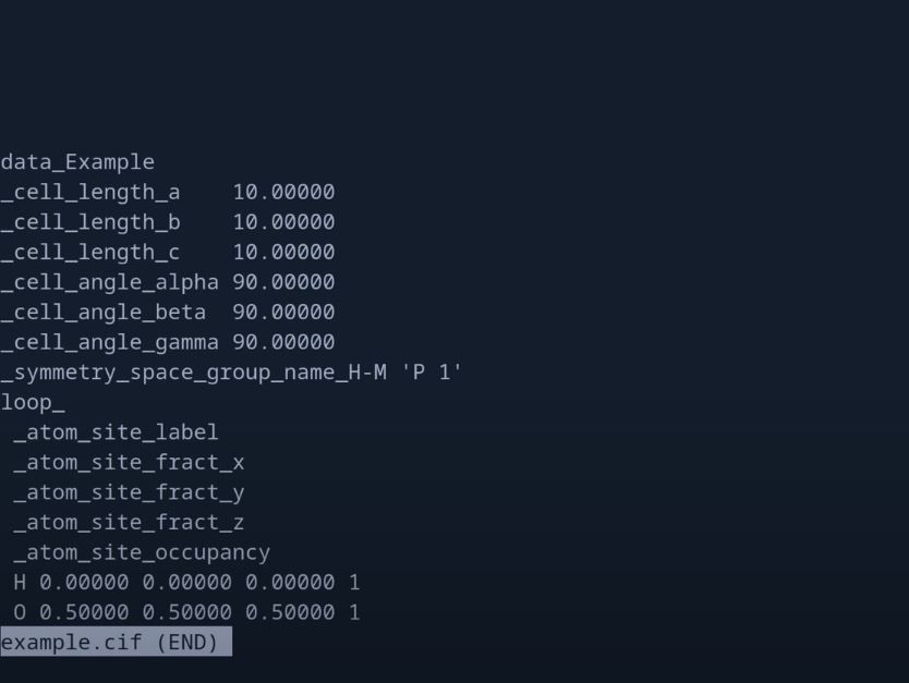ساختار پیش فرض فایل cif