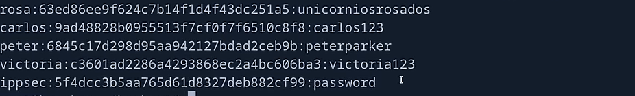 رمزعبور های کرک شده به واسطه hashcat