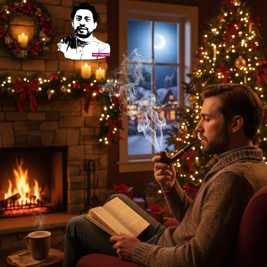 شب‌های کریسمس و دود آرام پیپ اصلی چوبی