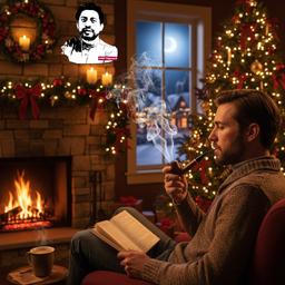 شب‌های کریسمس و دود آرام پیپ اصلی چوبی