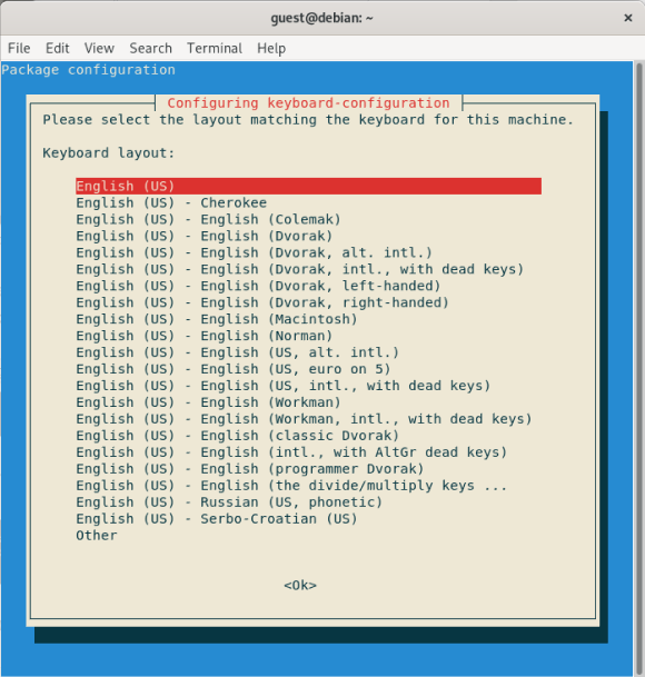 انتخاب زبان کیبورد
