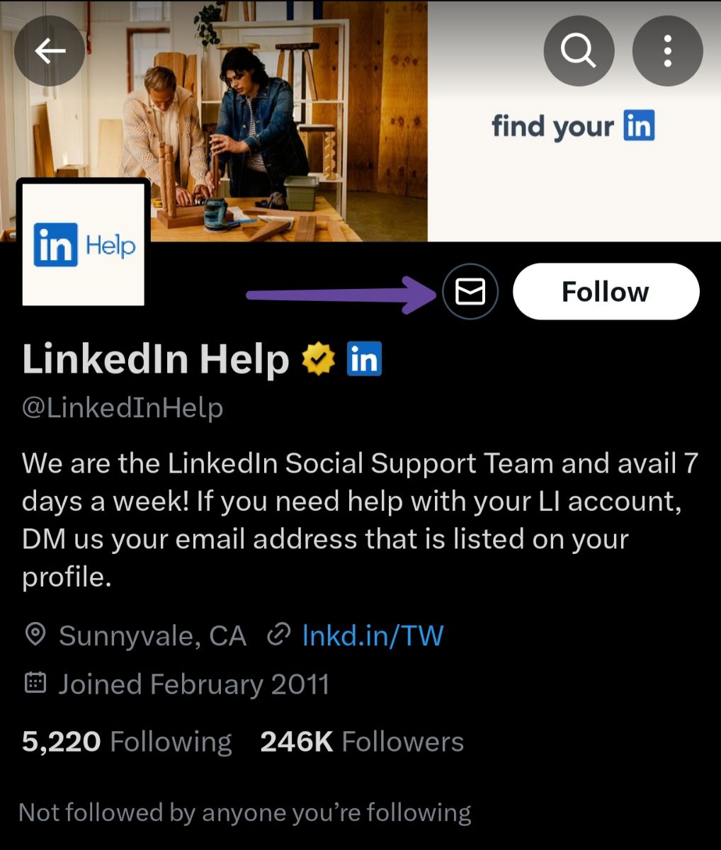 اکانت لینکت‌این در X