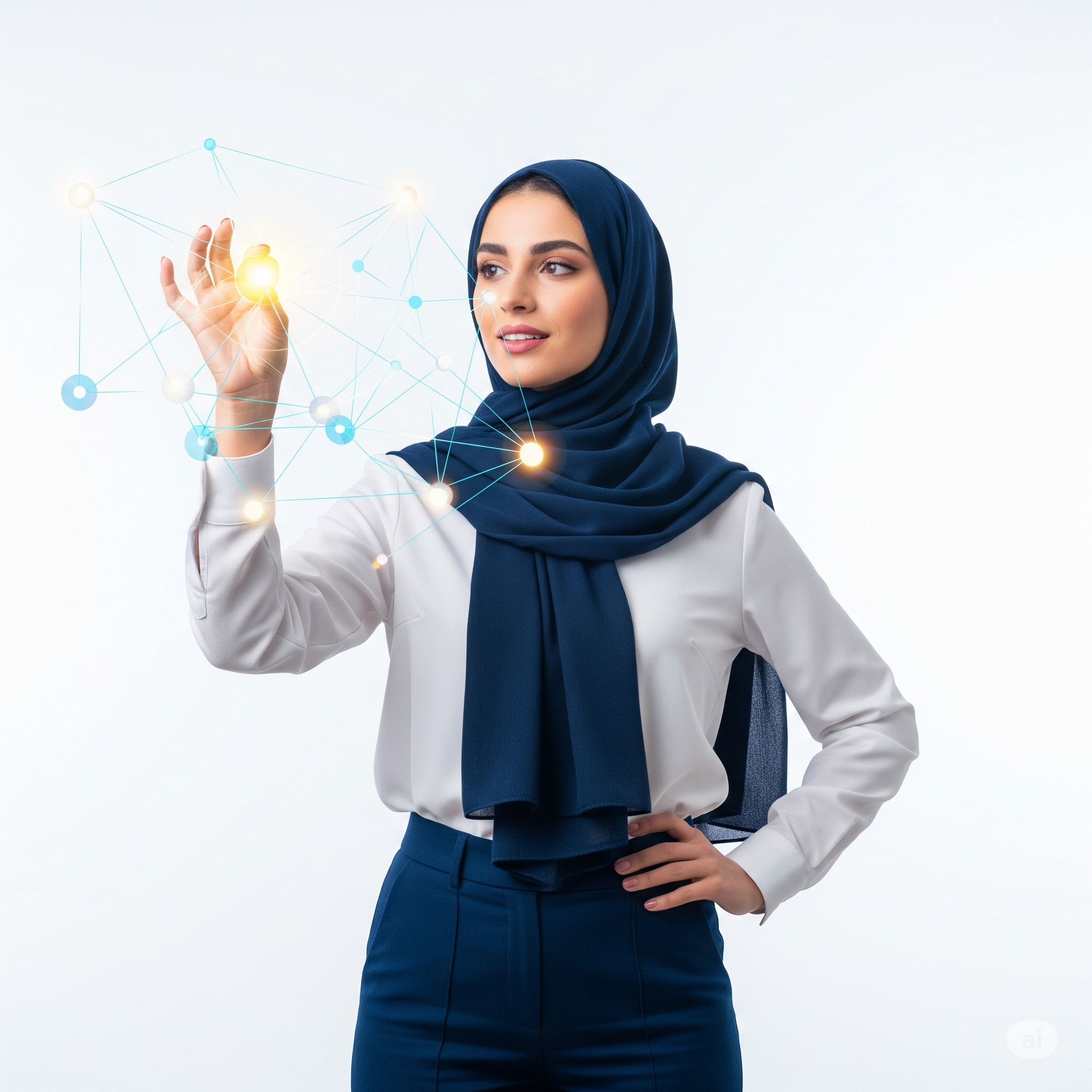 تصویر مفهومی از یک خانم جوان که در حال انتخاب شبکه ارتباطات تخصصی خود است تا در همان شبکه به صورت حرفه ای شناخته شود و نیازی به شناخته شدن در تمام شبکه ندارد؛ مینی برندینگ شخصی - وبسایت یاکادمی (www.yakademy.ir)