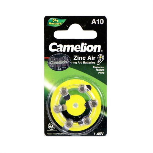 باتری سمعک کملیون مدل A10 بسته 6 عددی (کارتی)