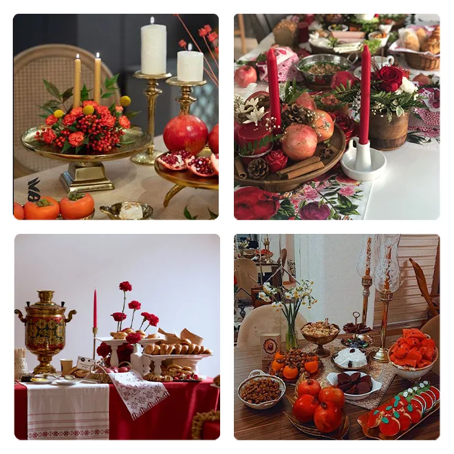 تزئین سفره شب یلدا ترکیب مدرن و سنتی