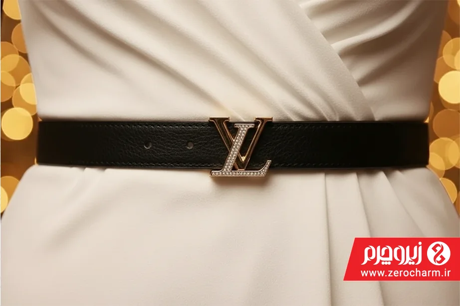 کمربند دورو مشکی و کرم