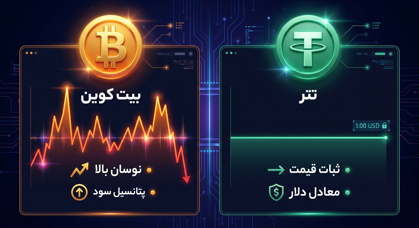 تفاوت های تتر و بیت کوین