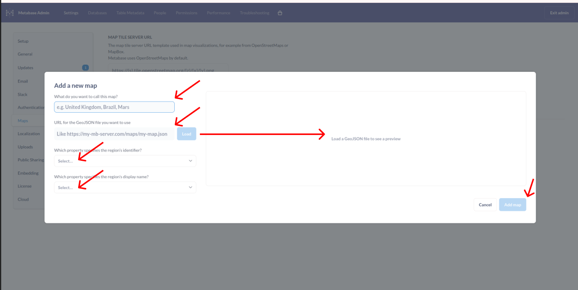مودال ثبت اطلاعات نقشه منطقهای پنل ادمین متابیس