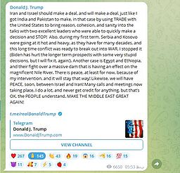 پیام پرزیدنت ترامپ به ایران و اسرائیل