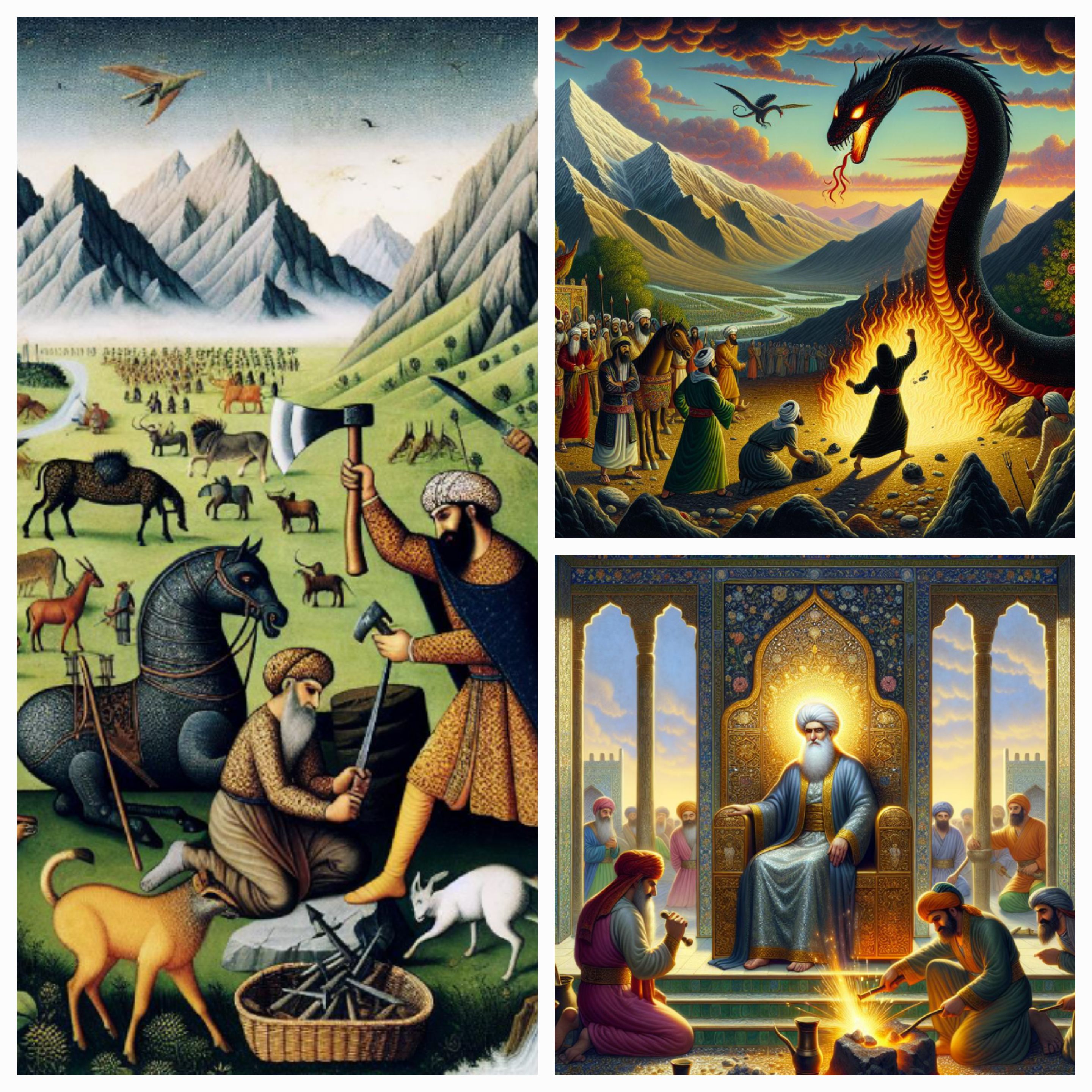 تصاویر ل دوم از شاهنامه گنجور که برای داستان هوشنگ ارائه داده اینم می‌تونه برای شما پایه‌ای باشه برای مقایسه یا مشاهده یا سبکی نوین را خواست که بتونید در کتابتون استفاده کنی