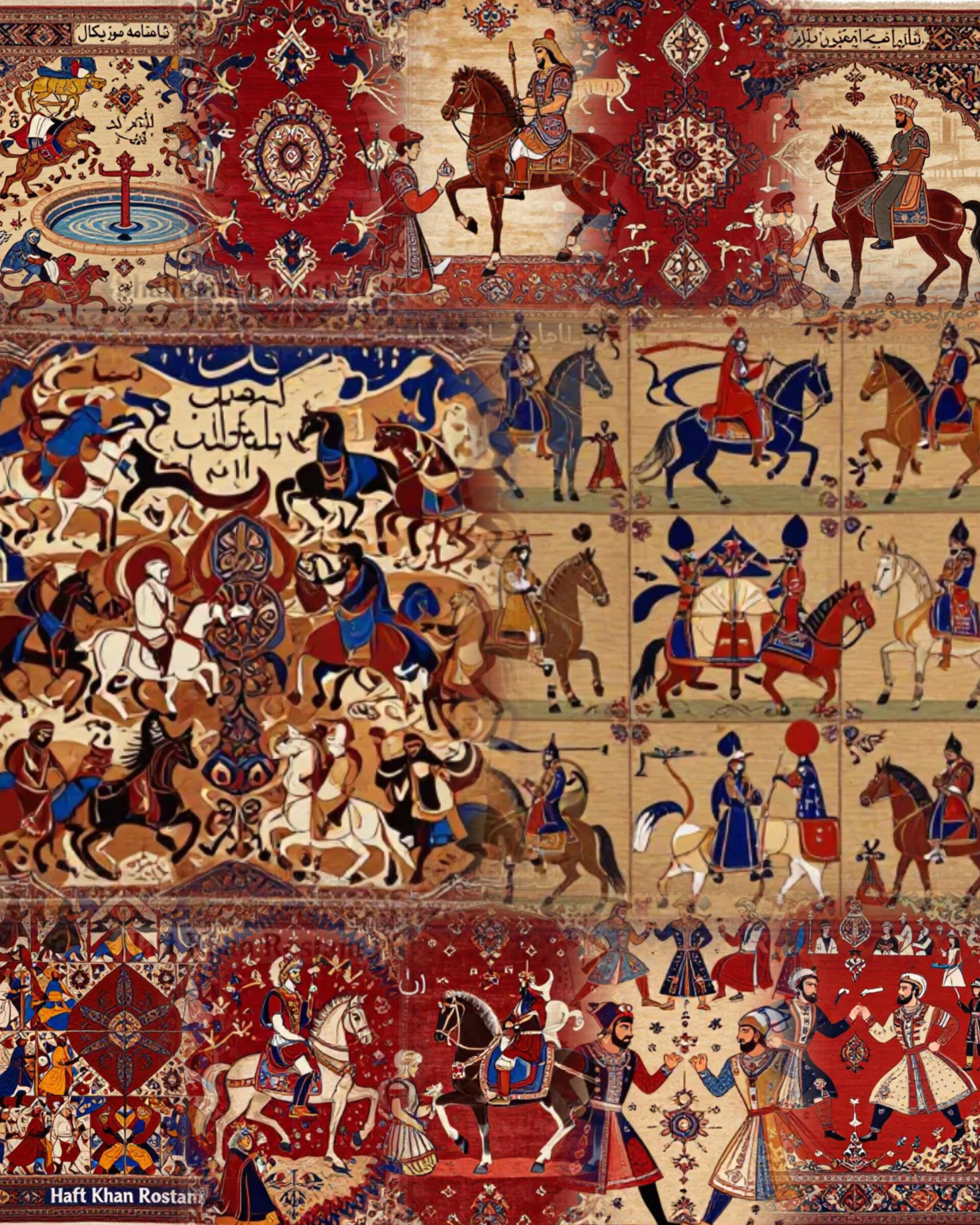 کتاب نغمه نگاره شاهنامه کتابی اختصاصی و منحصر به فرد داستان‌های شاهنامه بر روی فرش‌های ایرانی شخصی سازی شده قابل سفارش