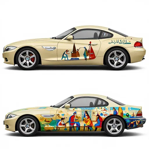 کتاب_نغمه_نگاره_شاهنامه چاپ اختصاصی با روایت داستان بر روی خودرو مجموعه شخصی کاوه کاشفی