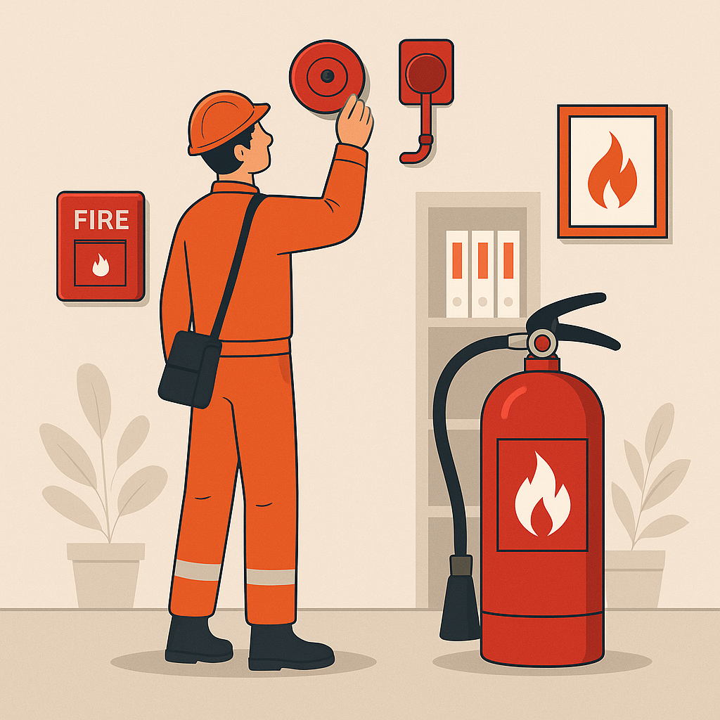 تصویر یک آتش نشان در کنار کپسول