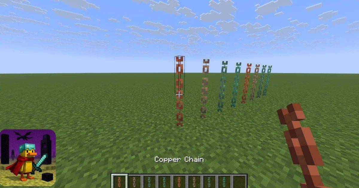 زنجیر مسی (Copper Chain) یک بلاک جهتدار و اکسید شونده است که همتای مسی زنجیرهای آهنی است. این زنجیرها برای آویزان کردن فانوسها، تابلوهای آویز (Hanging Signs) یا حتی به عنوان یک تزئین ساده بسیار مفید هستند.