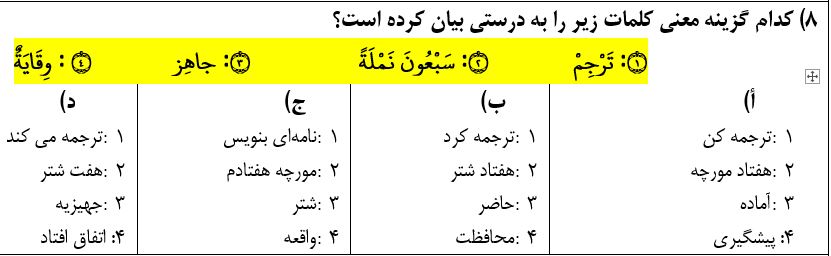 نمونه سوال