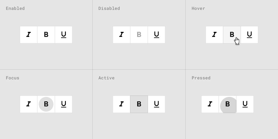 Toggle button states 