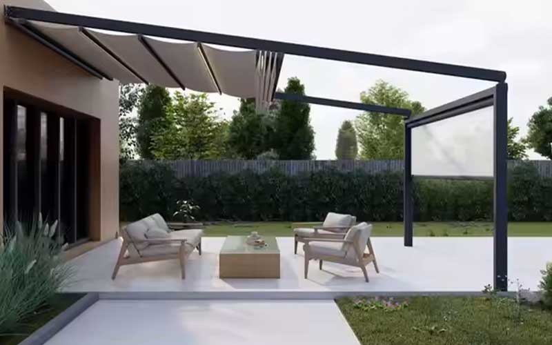 سقف برقی حیاط پارچه ای