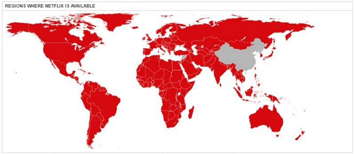 امروزه، نتفلیکس در سراسر جهان در دسترس است، به جز چین.